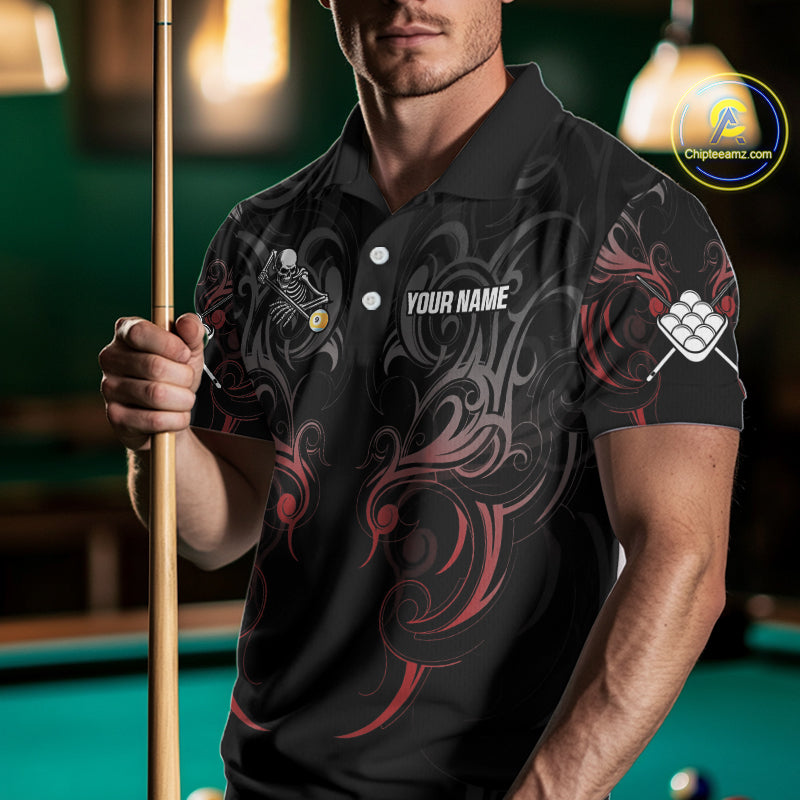 Personalized 9 Ball Tribal Billiard Shirts Custom Grim Reaper 9 Ball Pool Team Jerseys