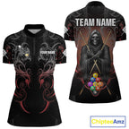 Personalized 9 Ball Tribal Billiard Shirts Custom Grim Reaper 9 Ball Pool Team Jerseys