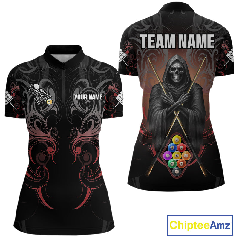 Personalized 9 Ball Tribal Billiard Shirts Custom Grim Reaper 9 Ball Pool Team Jerseys