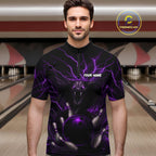 Personalized Purple Lightning Thunder Cobra Snake Bowling Shirt Custom Bowling Team Jersey