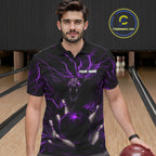 Personalized Purple Lightning Thunder Cobra Snake Bowling Shirt Custom Bowling Team Jersey