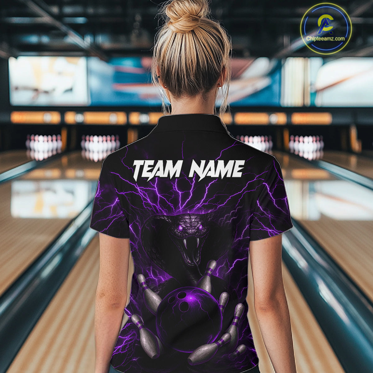 Personalized Purple Lightning Thunder Cobra Snake Bowling Shirt Custom Bowling Team Jersey