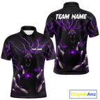 Personalized Purple Lightning Thunder Cobra Snake Bowling Shirt Custom Bowling Team Jersey