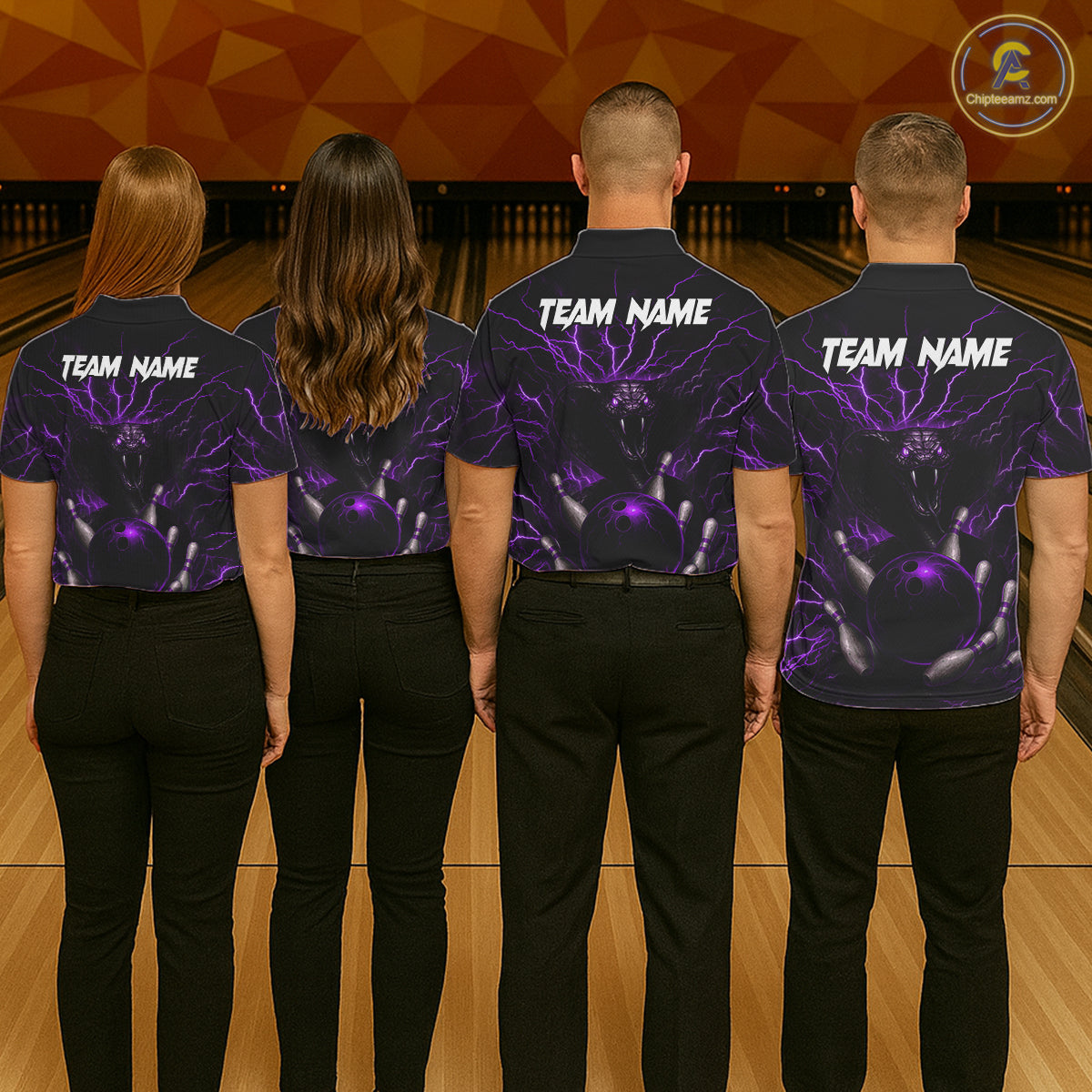 Personalized Purple Lightning Thunder Cobra Snake Bowling Shirt Custom Bowling Team Jersey