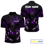 Personalized Purple Lightning Thunder Cobra Snake Bowling Shirt Custom Bowling Team Jersey