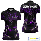 Personalized Purple Lightning Thunder Cobra Snake Bowling Shirt Custom Bowling Team Jersey