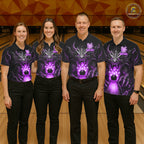 Personalized Dragon Bowling Jersey Custom Purple Flame Bowling Team Shirt Polo & 1/4 Zip