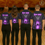 Personalized Dragon Bowling Jersey Custom Purple Flame Bowling Team Shirt Polo & 1/4 Zip
