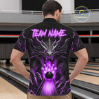 Personalized Dragon Bowling Jersey Custom Purple Flame Bowling Team Shirt Polo & 1/4 Zip