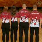 Red Funny Penguins Christmas Bowling Shirts Custom Bowling Team Jersey, Bowling Gifts