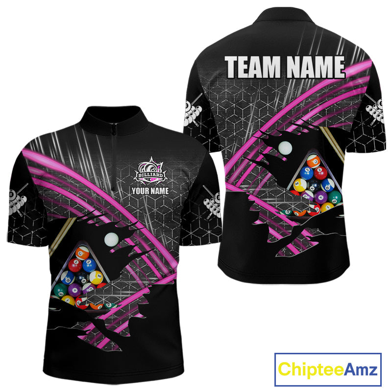 Personalized Billiard Shirts Custom 8 Ball Pool Team Jersey Polo & Quarter Zip