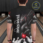 Black And Red Custom Dragon Bowling Polo, 1/4 Zip Shirt, Bowling Team League Jersey