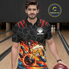 Black And Red Flaming Funny Beer Bowling Shirts Custom Fire Bowling League Team Jersey