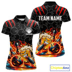 Black And Red Flaming Funny Beer Bowling Shirts Custom Fire Bowling League Team Jersey