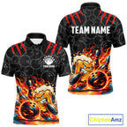 Black And Red Flaming Funny Beer Bowling Shirts Custom Fire Bowling League Team Jersey