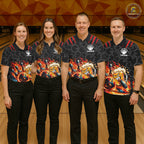 Black And Red Flaming Funny Beer Bowling Shirts Custom Fire Bowling League Team Jersey
