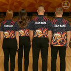 Black And Red Flaming Funny Beer Bowling Shirts Custom Fire Bowling League Team Jersey