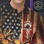 Vintage American Flag Deer Bowling Shirts Custom Patriotic Retro Bowling Team Jersey