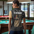 Black American Flag 8 Ball Billiard Shirt Custom Billiard Team Jersey Polo & 1/4 Zip