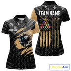 Black American Flag 8 Ball Billiard Shirt Custom Billiard Team Jersey Polo & 1/4 Zip