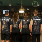 Black American Flag 8 Ball Billiard Shirt Custom Billiard Team Jersey Polo & 1/4 Zip