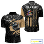 Black American Flag 8 Ball Billiard Shirt Custom Billiard Team Jersey Polo & 1/4 Zip