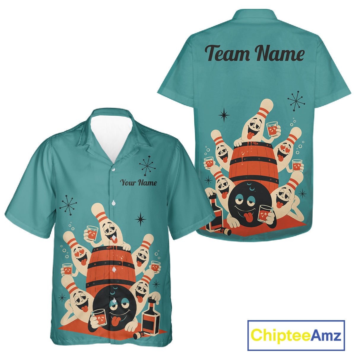 Custom Retro Funny Drunk Bowling Hawaiian Shirt, Drinking Bowling Team Jersey Bowling Button-Up Shirt
