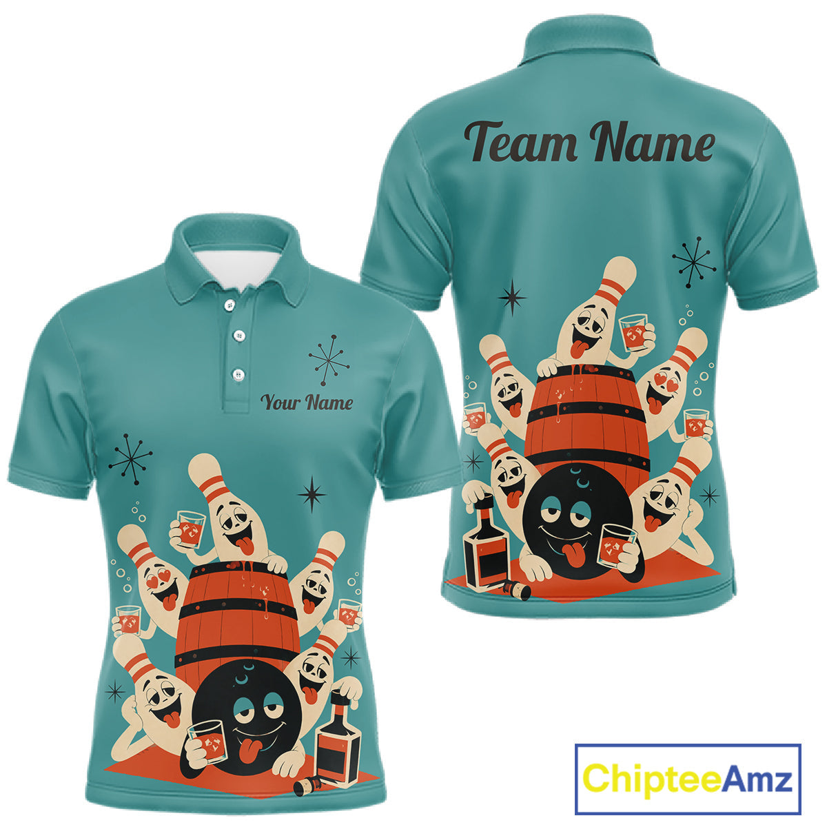Custom Retro Funny Drunk Bowling Shirts, Personalized Drinking Bowling Team Jersey