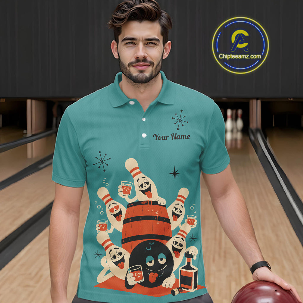 Custom Retro Funny Drunk Bowling Shirts, Personalized Drinking Bowling Team Jersey