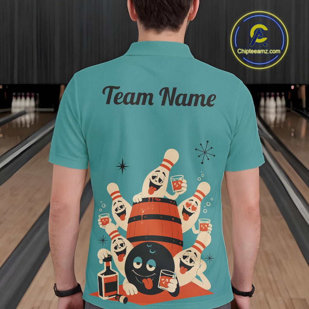 Custom Retro Funny Drunk Bowling Shirts, Personalized Drinking Bowling Team Jersey
