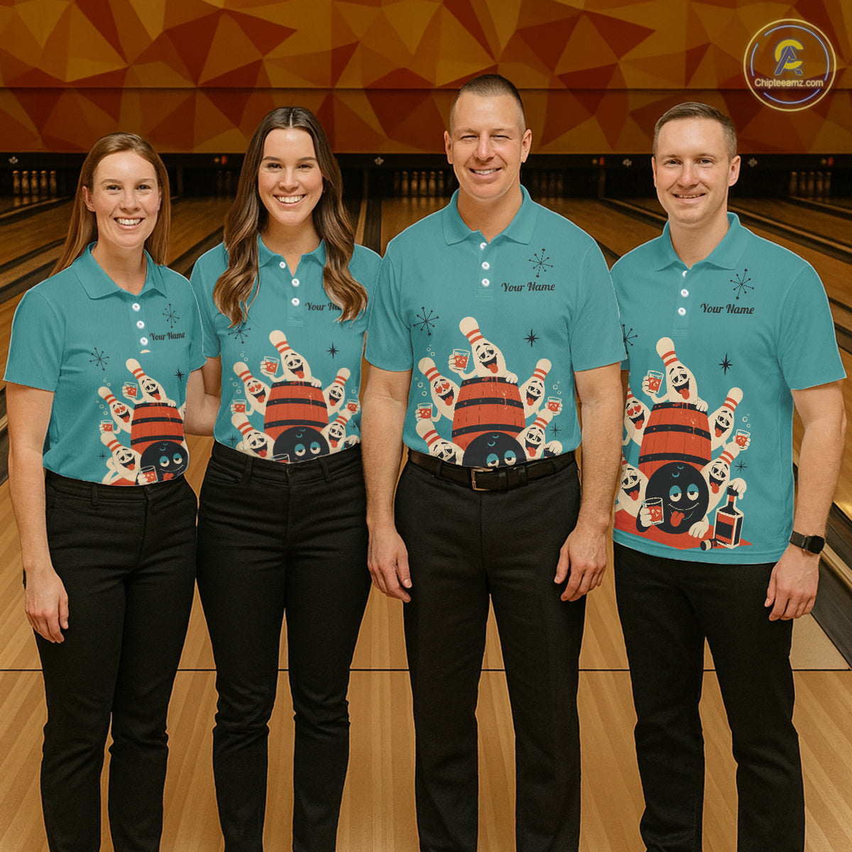 Custom Retro Funny Drunk Bowling Shirts, Personalized Drinking Bowling Team Jersey