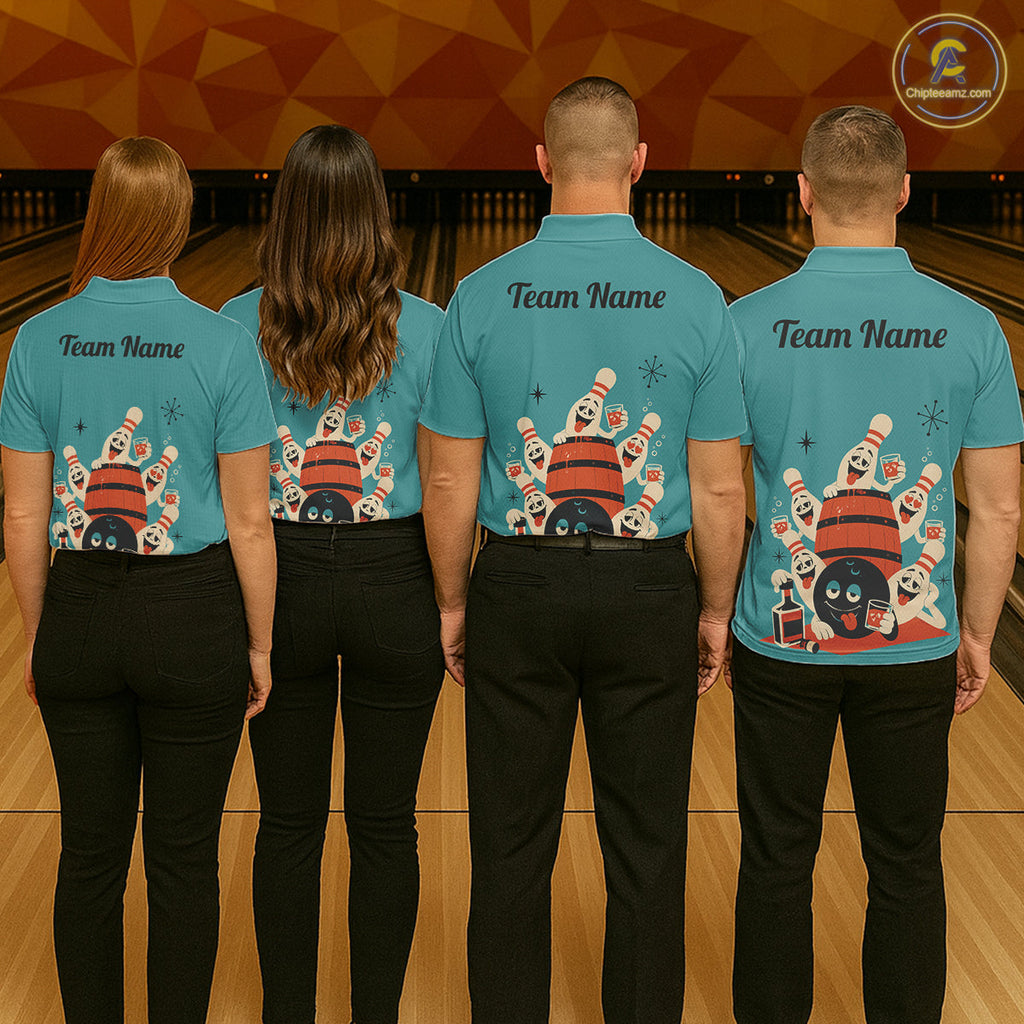 Custom Retro Funny Drunk Bowling Shirts, Personalized Drinking Bowling Team Jersey