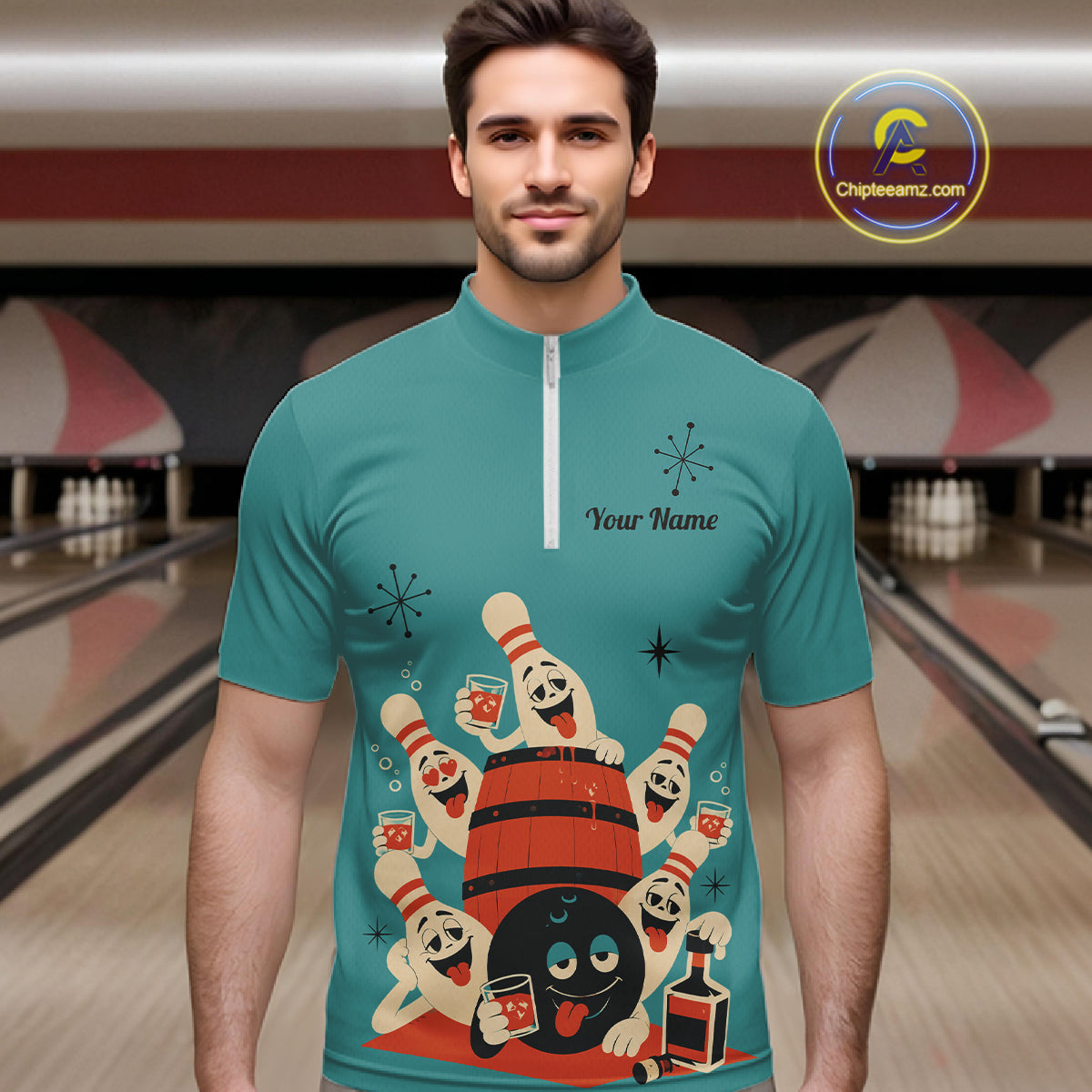 Custom Retro Funny Drunk Bowling Shirts, Personalized Drinking Bowling Team Jersey