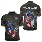 Personalized Grey Grunge USA Flag Archery Shirts, American Patriotic Archery Team Jerseys