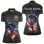 Personalized Grey Grunge USA Flag Archery Shirts, American Patriotic Archery Team Jerseys