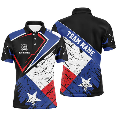 Personalized Archery Texas Flag Vintage Style Polo Shirts, Patriotic Texas Archery Shirts