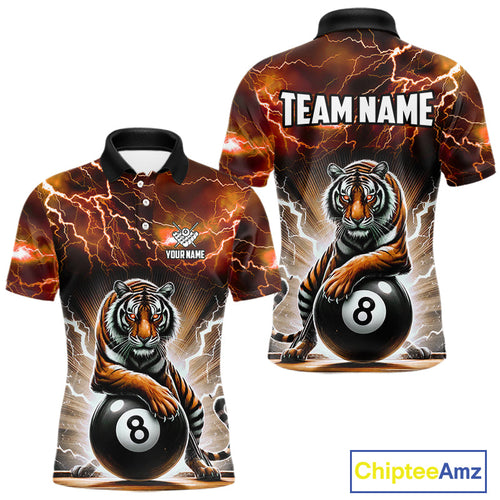 Lightning Thunder Tiger Custom Orange 8 Ball Pool Shirts, Billiard Team League Jerseys