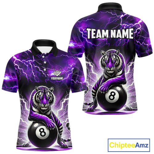 Lightning Thunder Tiger Custom Purple 8 Ball Pool Shirts, Billiard Team League Jerseys