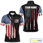 Personalized Grunge American Flag 's Billiard Shirt Custom 8 Ball Pool Billiard Team Jersey