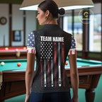 Personalized Grunge American Flag 's Billiard Shirt Custom 8 Ball Pool Billiard Team Jersey