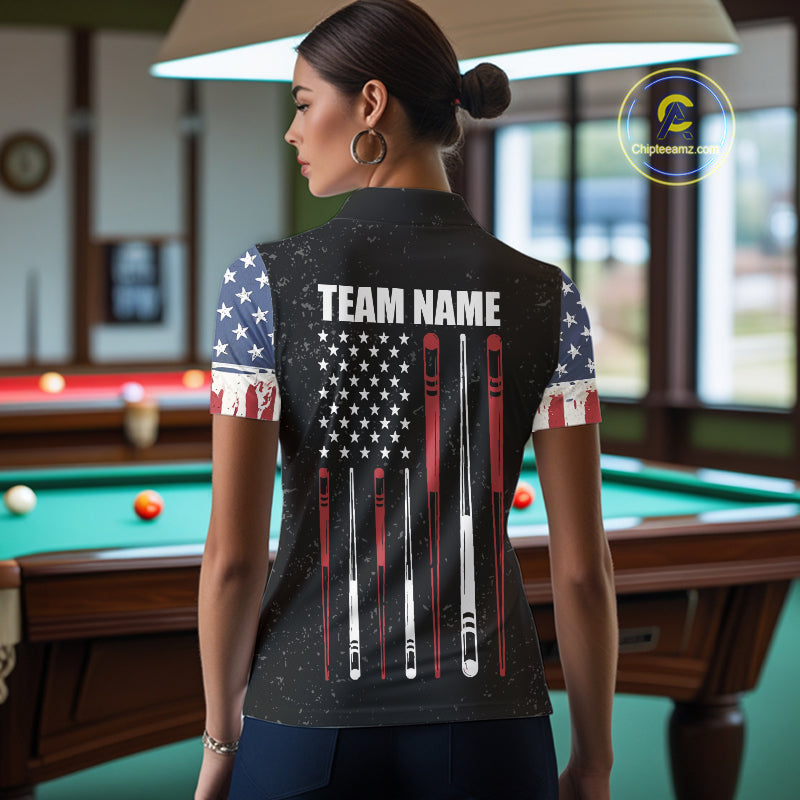 Personalized Grunge American Flag 's Billiard Shirt Custom 8 Ball Pool Billiard Team Jersey