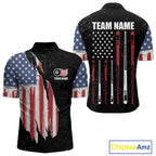 Personalized Grunge American Flag 's Billiard Shirt Custom 8 Ball Pool Billiard Team Jersey