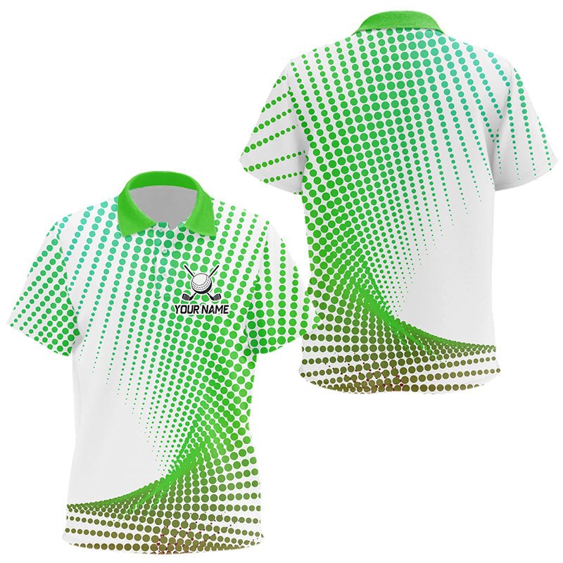 Personalized Green Geometric Golf Shirt Short Sleeve Polo Shirt Golf Tops, Golfing Gifts