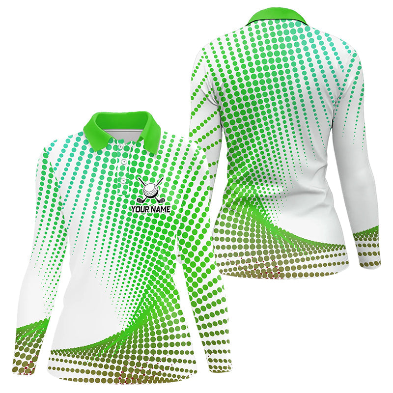 Personalized Green Geometric Golf Shirt Short Sleeve Polo Shirt Golf Tops, Golfing Gifts