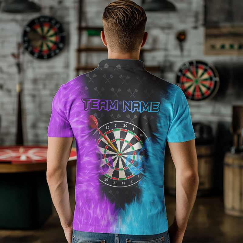 Blue And Purple Flame Dart Shirt With Pocket Option Custom Dart Jersey