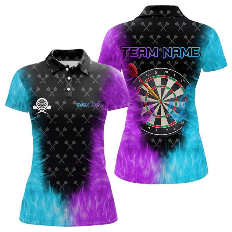 Blue And Purple Flame Dart Shirt With Pocket Option Custom Dart Jersey