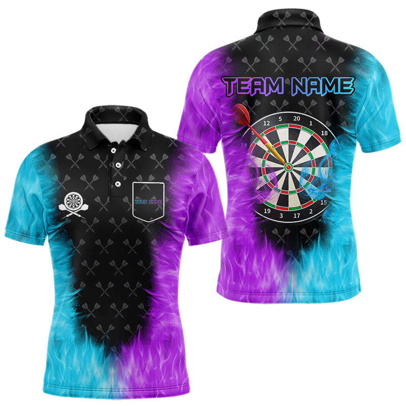 Blue And Purple Flame Dart Shirt With Pocket Option Custom Dart Jersey