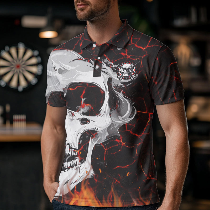 Personalized Red Glowing Fire Crack Skull Dart Shirts Custom Scary Dart Shirts Dart Jersey