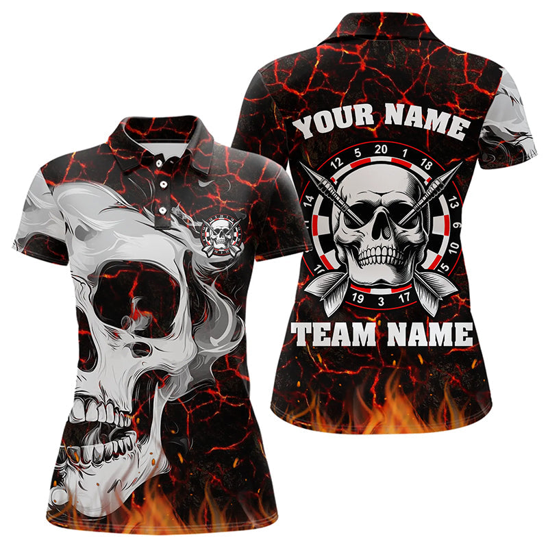 Personalized Red Glowing Fire Crack Skull Dart Shirts Custom Scary Dart Shirts Dart Jersey