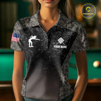 Custom Vintage Camo US Flag 9 Ball Pool Shirt, Patriotic Billiard Jersey Polo & 1/4 Zip